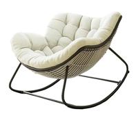Rocking Chairs Cushions for Adults, Giant Patio Rocking Chair Replacement Cushion, Indoor Outdoor Egg Chair Cushion 4"×39.4" ×47.2" Cotton Filling is Soft and Skin-Friendly (Off white (NO Frame))