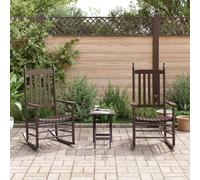 Rocking Chairs Set of 2 with Folding Table Brown Solid Wood Poplar Ergonomic for Living Room Bedroom Baby Room with Armrest and Wooden Skids for Relaxing and Reading