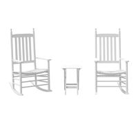 Rocking Chairs Set of 2 with Folding Table White Made of Solid Poplar Wood, Ergonomic Recliner Chair with Wide Armrests, Ideal for Relaxing, Reading, Breastfeeding in the Living Room or Garden
