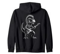 Rocking Dinosaur Playing Guitar Rock'n Roll Band Guitarist Zip Hoodie