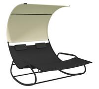Rocking Double Sun Lounger with Canopy Garden Sun Bed Outdoor Day Bed vidaXL