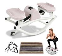 Rocking Fitness Stepper,Side to Side Step Rocker, Portable Low-Shock Lateral Leg Exerciser for Legs Glutes, Home Workout Machine with Anti-Slip Footplates Adjustable Resistance(Pink)