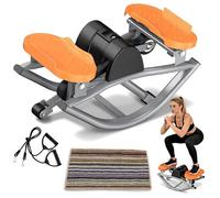 Rocking Fitness Stepper,Side to Side Step Rocker, Portable Low-Shock Lateral Leg Exerciser for Legs Glutes, Home Workout Machine with Anti-Slip Footplates Adjustable Resistance(Orange)