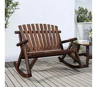 Rocking Garden Bench Dark Brown 123x96x102 cm Solid Spruce 2-Seater Outdoor XL
