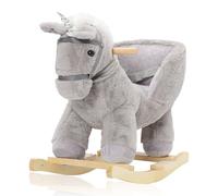 Rocking Horse for Kids, Plush Ride-On Horse with Safety Belt, Riding Pony Plush Rocking Walking Animal with Wheels for 3 to 6 Years Old