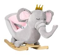 Rocking Horse Grey Elephant 45x60x33cm Steel Frame Seatbelt Sounds 18-36m plus