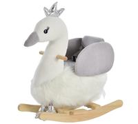 Rocking Horse Ride On Toy Plush Swan with Sound Seat Belt for Kids 18-36M White