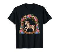 Rocking Horse Roses Hydrangeas Carousel Nursery T-Shirt