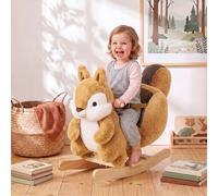 AIYAPLAY Rocking Horse, Stable Plush Ride on Horse Squirrel Design with Animal Sounds, Security Belt for Toddlers 1-3 Y, Brown