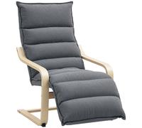 Rocking Lounge Chair Dark Grey Velvet Birch Wood 67x114x105cm Recliner Footrest
