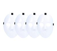 Rocking Party Halloween White Hockey Mask - 4 Pack Fancy Dress Trick or Treat Costume Accessory for Adults & Teens