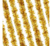 Rocking Party Luxury Thin Metallic Christmas Tinsel Decoration - Festive Holiday Garland for Tree, Home, Office & Party Décor (2 meters, Gold)