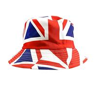 Rocking Party Union Jack Reversible Unisex Bucket Hat Olympics Britain Team (Choose Design) (Large Flag/Black)