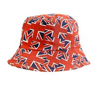 Rocking Party Union Jack Unisex Reversible Bucket Hat Olympics Britain Team (Choose Design) (Mini Flag/Black)