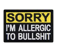 Rocking Planet Sorry I'm Allergic to Bullsht Patch Embroidered Badge Biker Applique Fastener Hook & Loop Emblem