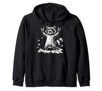 Rocking Raccoon Music Rock Cool Devil Horns Devil Greeting Zip Hoodie
