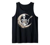 Rocking Skeleton on Crescent Moon Cosmic Art Tank Top