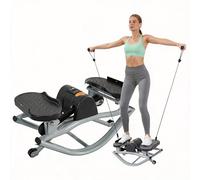 Rocking Stepper with Resistance Bands Side to Side Motion Quiet Home Cardio Trainer for Legs Glutes and Core black