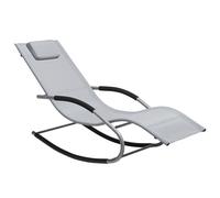 Beliani Steel Rocking Sun Lounger Grey CARANO, Grey