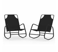 (black, 2) vidaXL Rocking Sun Loungers Garden Sun Bed Outdoor Day Bed Steel and Textilene