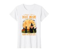 Rocking The Dog Mom Witch Life Miniature Pinscher Halloween Value Graphic T-Shirt, Women, White, L