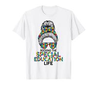 Rocking The Special Education Life Messy Bun SPED Teacher T-Shirt