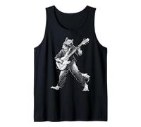Rocking Wolf with Guitar Rock and Roll Vintage Rock Music Tank Top