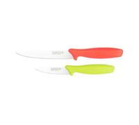 Rockingham Forge 2 Piece 8007 Essentials Range Utility Knife Set, Includes a 9cm Paring Knife & a 12cm Utility Knife, Green and Red Handles