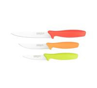Rockingham Forge 3 Piece 8007 Essentials Range Utility Knife Set, Includes 9cm Paring, 11cm Steak & 12cm Utility, Green, Orange and Red Handles