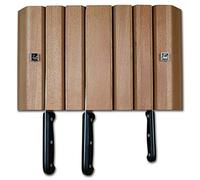 Grunwerg Wall Mounted Magnetic Knife Block, Beech, 6 Slot, Gift Boxed