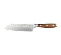 Rockingham Forge Ashwood 13.5cm Japanese Santoku Kitchen Knife - Ultra-Sharp German Stainless Steel Blade - Professional Chef Non-Stick Hammered Finish - Durable Full Tang Natural Wood Handle
