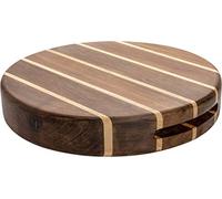 Rockingham Forge Extra Thick Multi-Wood Round Chopping Board, Carbonized Acacia & Rubber Wood, 25cm Diameter