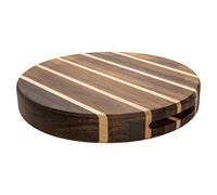 Rockingham Forge Extra Thick Multi-Wood Round Chopping Board, Carbonized Acacia & Rubber Wood, 30cm Diameter