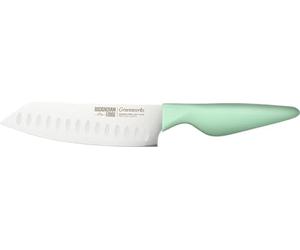 Rockingham Forge Greenworks Santoku Knife 16cm Blade, Green Recycled Plastic, German Stainless Steel, Dishwasher Safe