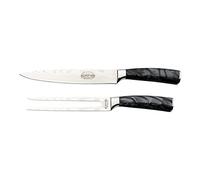Rockingham Forge Sunrise Collection Carving Knife and Fork Set, Premium Stainless Steel with Resin Handles, Black, RF-2120/2BK