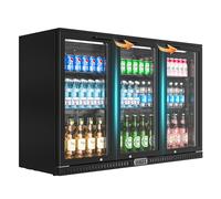 Rockit 330L Back Bar Fridge with Triple Glass Door, Commercial Back Bar Drinks Cooler with LED Light for Bar, Home, Shop