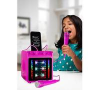 Rockjam 10-Watt Rechargeable Bluetooth Karaoke Machine With Two Microphones Pink