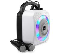 RockJam 10-Watt Rechargeable Bluetooth Karaoke Machine with Two Mics, Lightshow