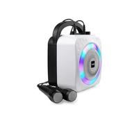 RockJam 8-Watt Rechargeable Bluetooth Karaoke Machine with Two Microphones, Voice Changing Effects & LED Lights - Black