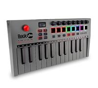 RockJam 25-Key Rechargeable USB MIDI Keyboard Controller - Mini Piano Keyboard with Velocity-Sensitive Pads, Synth Controller, Bluetooth/Wired MIDI, Arpeggiator, DAW Compatible