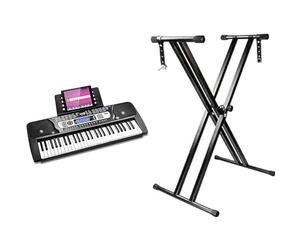 RockJam 54 Key Keyboard Piano with Sheet Music Stand, Power Supply, Simply Piano App & RJX29 Double Braced Keyboard Stand