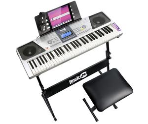 RockJam 61 Key Keyboard Piano Kit with Stand, Bench, Headphones RJ661-SK -N