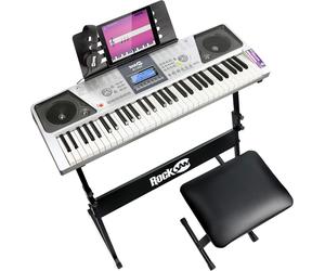 RockJam 61 Key Keyboard Piano Kit with Stand, Bench, Headphones RJ661-SK -N