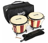 RockJam 7 & 8 Inch Bongo Drum Set, Red/Natural