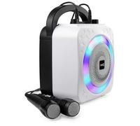 RockJam 8-Watt Rechargeable Bluetooth Karaoke Machine with Two Microphones, Voice Changing Effects & LED Lights - Black