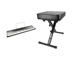 RockJam 88 Key Digital Piano with Full Size Semi-Weighted Keys, Power Supply & Simply Piano Lessons & RJKBB100 Premium Adjustable Padded Keyboard Bench or Digital Piano Stool with lessons.