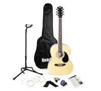 RockJam Acoustic Guitar Kit with Stand, Gig Bag, Tuner, Picks, Plectrum Holder, Spare Strings & Lessons