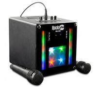 RockJam Singcube 5 Watt Bluetooth Karaoke Machine with Dual Microphones, Voice Change Effects and LED Lights, Black