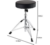 RockJam DP-001 Adjustable Drum Stool Drum Throne with Padded Seat, Black, 35 x 30 x 10 cm