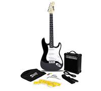 RockJam RJEG02-SK-BK Full Size Electric Guitar Superkit with Guitar Amplifier Guitar Strings Guitar Strap Guitar Bag and Guitar Cable Black